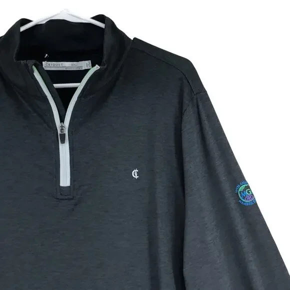 Criquet Men Size XXL Feather Performance Pullover Sweater Quarter Zip Golf Gray